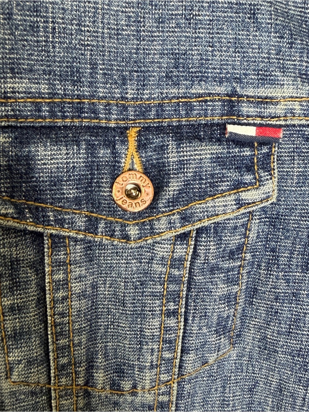Vintage Tommy Hilfiger Jeans Moto Denim Jacket Womens Small Stonewash Blue Y2K - Picture 6 of 9